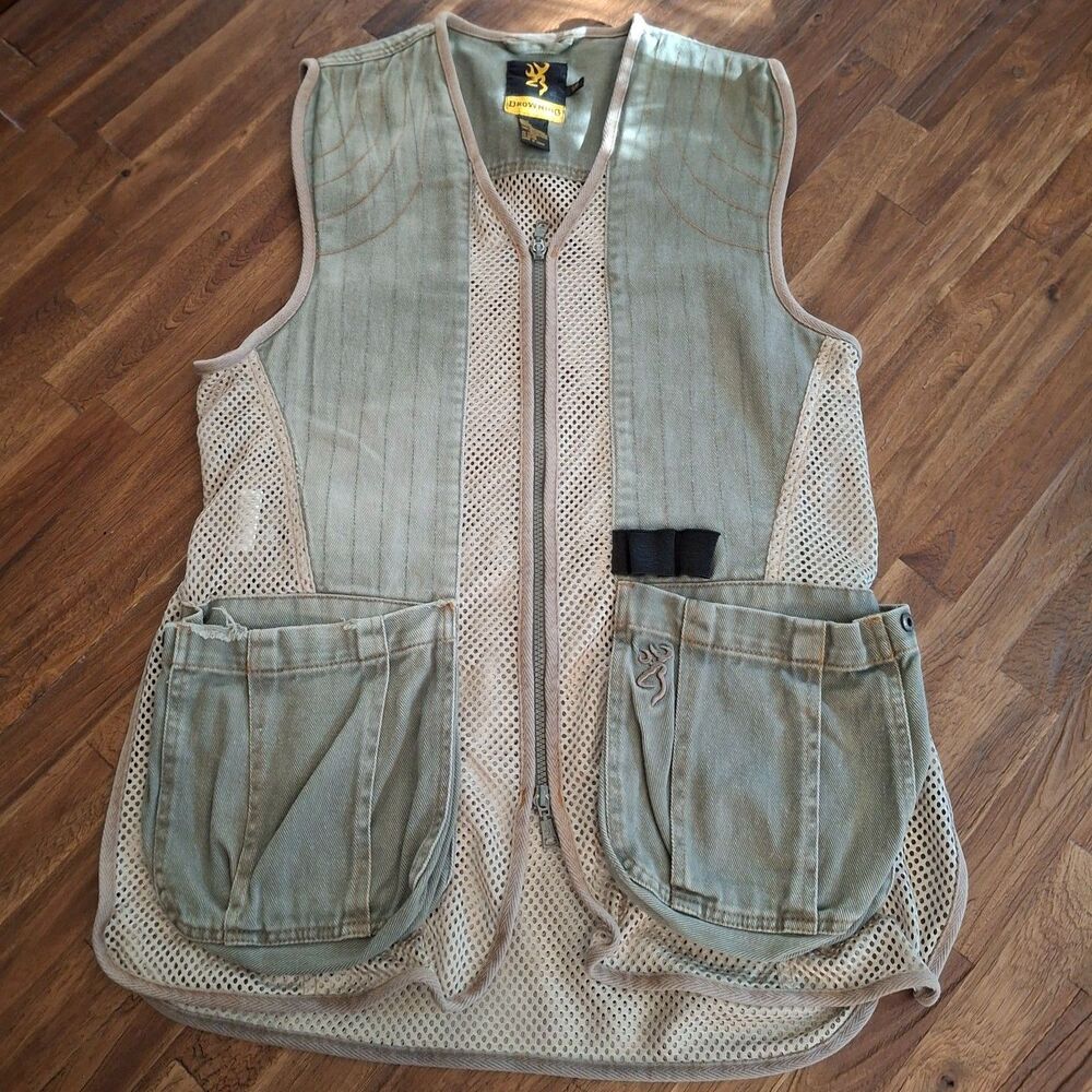 Browning Shooting Vest Small Tan Mesh Reactar Trap Skeet Hunting Mens Size Small